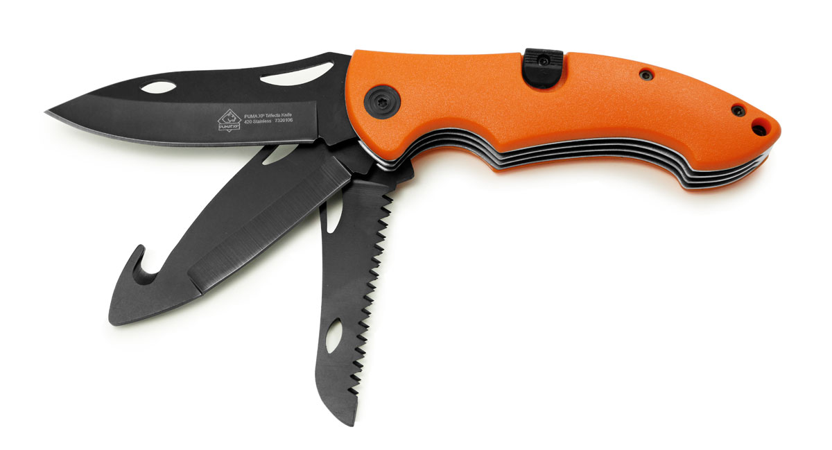 PUMA XP Trifecta, 3-Klingen Schliessmesser orange